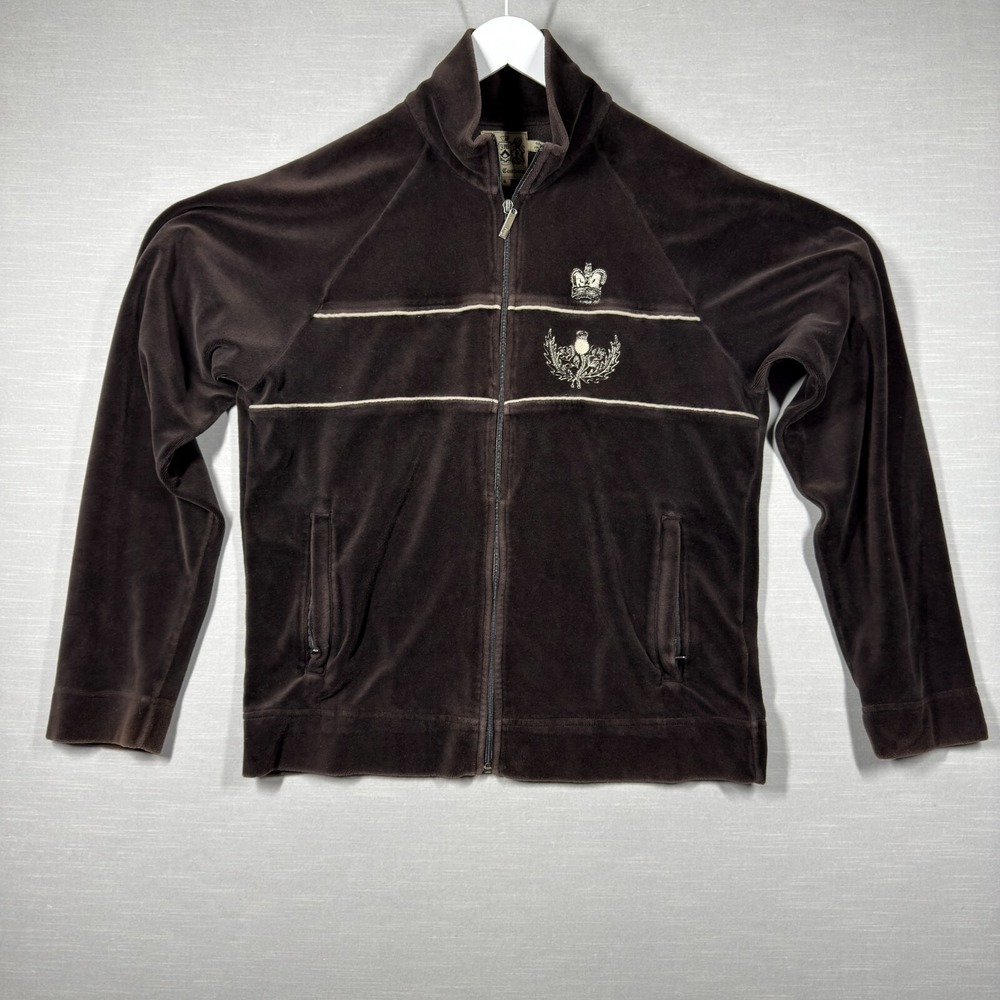 Juicy‎ Couture Jacket Womens Large Brown Classic Velvet Logo Embroidered Y2K